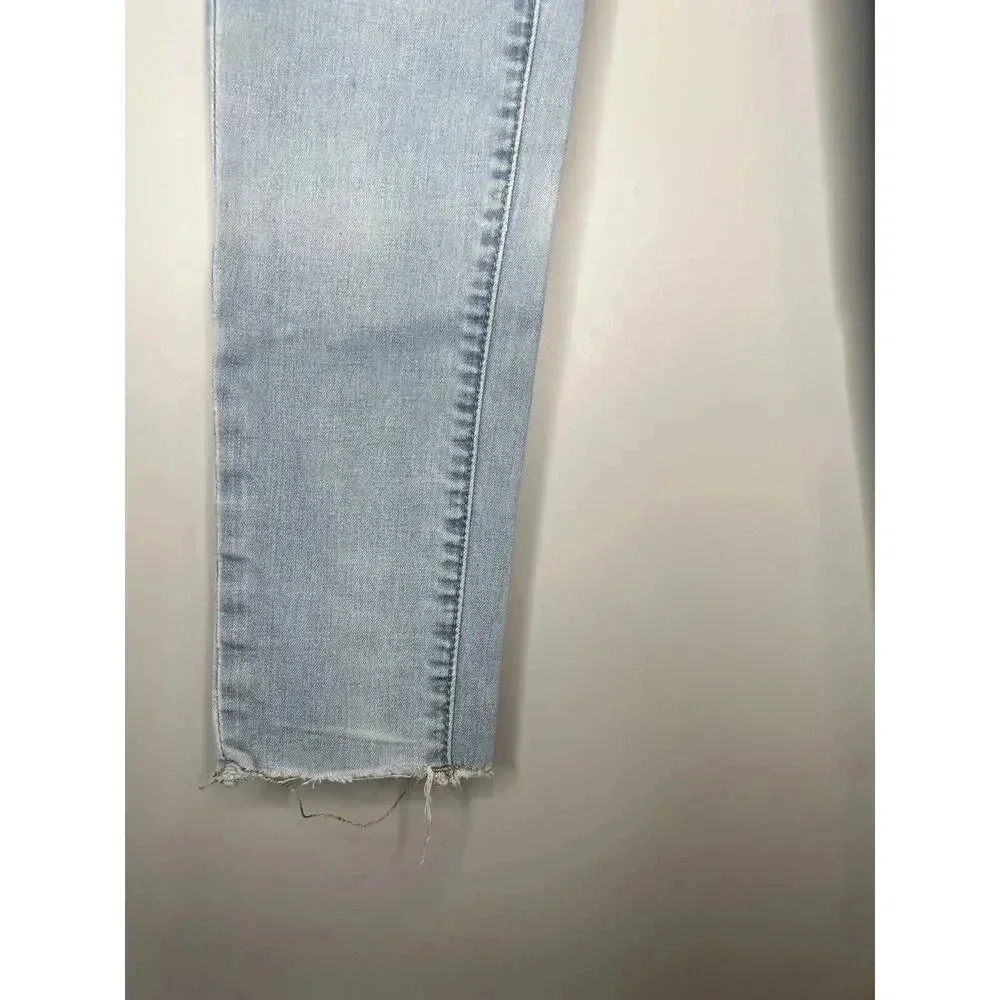 Giordano Jeans Sz 26 Skinny Ankle Fit Blue Distressed Raw Hem Mid Rise Pants - Picture 3 of 8